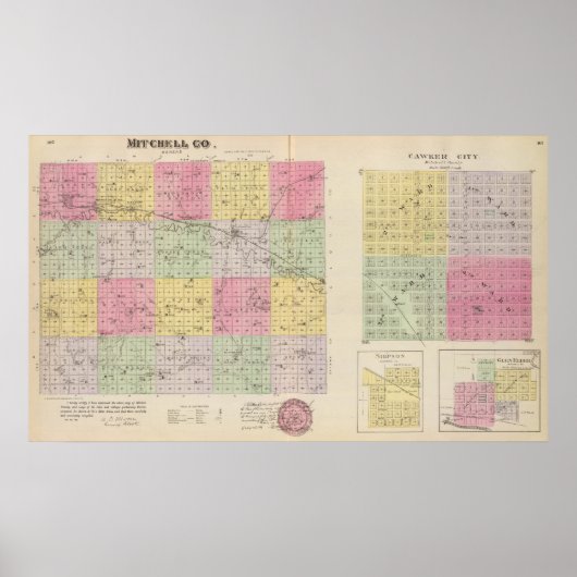 Poster Comté de Mitchell, Cawker City, Simpson, Kansas (Devant)