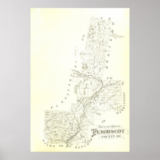 Poster Comté de Penobscot, Maine (Devant)