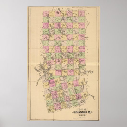 Poster Comté de Piscataquis, Maine (Devant)