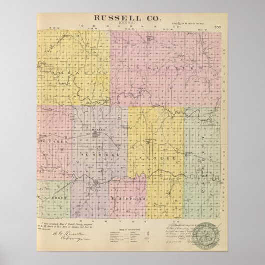 Poster Comté de Russell, Kansas (Devant)