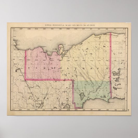 Poster Comté de Schoolcraft Michigan (Devant)