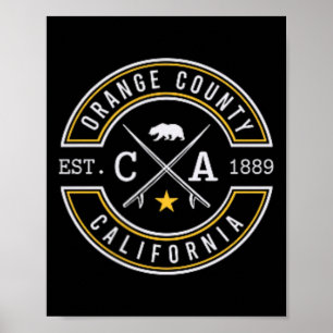 Poster Comté d'Orange Californie Ca Rétro Surfeur Plage F