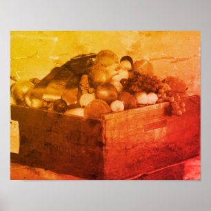 Poster Comté Fair Bleu Ruban Fruit À Sepia Vintage