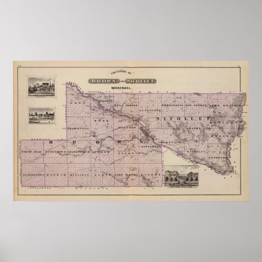 Poster Comtés de Brown et Nicollet, Minnesota (Devant)