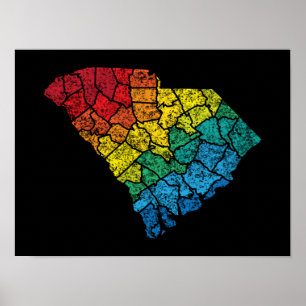 Poster comtés de couleur de la carolina du sud
