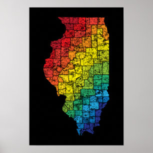 Poster comtés de couleur de l'illinois