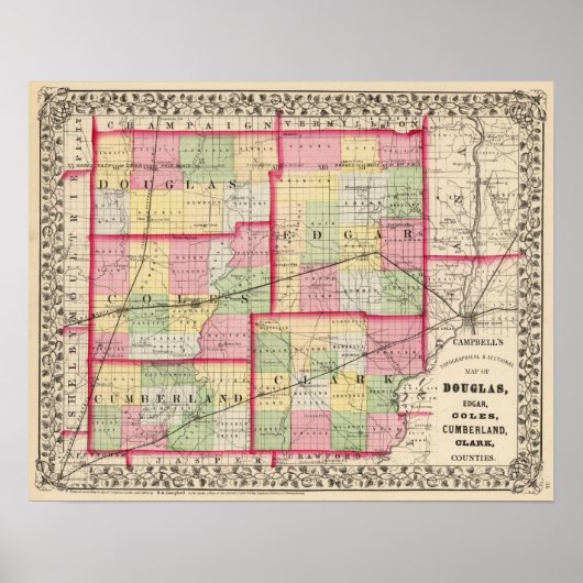 Poster Comtés de Douglas, Edgar, Coles, Cumberland, Clark (Devant)