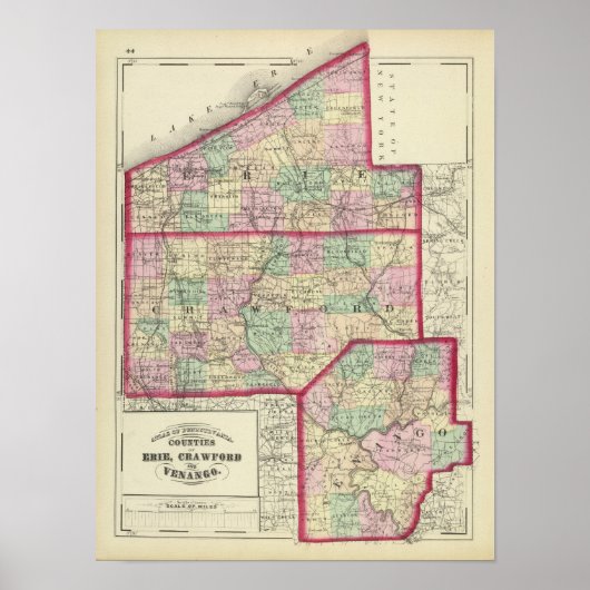 Poster Comtés d'Erie, Crawford, Venango (Devant)