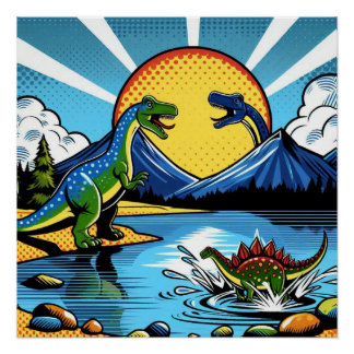 Poster con paisaje de dinosaurios perfect poster