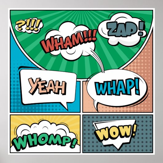 Poster concept créatif Abstrait comic pop art style blan (Devant)