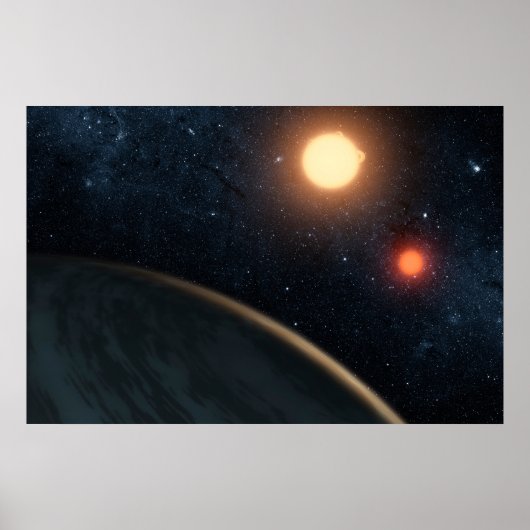 Poster Concept de l'artiste illustrant Kepler-16b. (Devant)