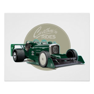 Poster Concept de voiture de course retro personnalisé