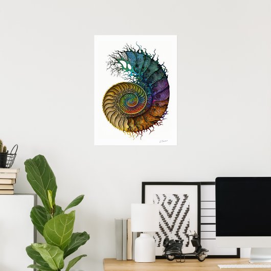 Poster Concept Fossil Ammonite dans des couleurs d'encre  (Bureau à domicile)