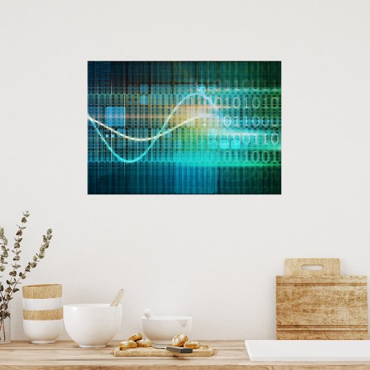 Poster Concept technologique avec médias en ligne Art Abs (Cuisine)