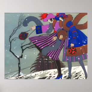 POSTER CONCEPTEUR DE COSTUMES DE MODE / NEIGE D'HIVER