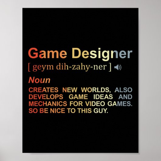 Poster Concepteur de jeux Définition Programmateur de jeu (Devant)