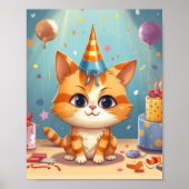 Poster Conception à thème de chat chat roux mignon (Devant)