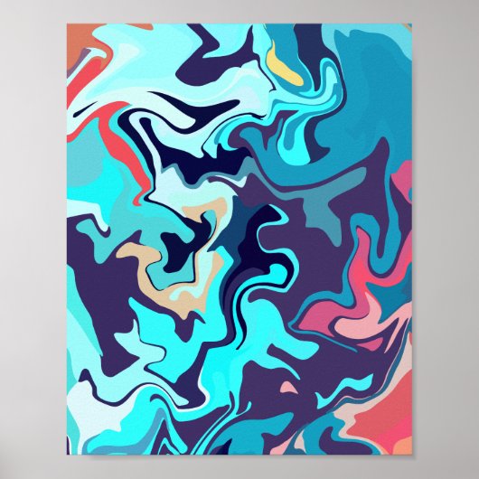 Poster Conception abstraite aux tons turquoise apaisants (Devant)