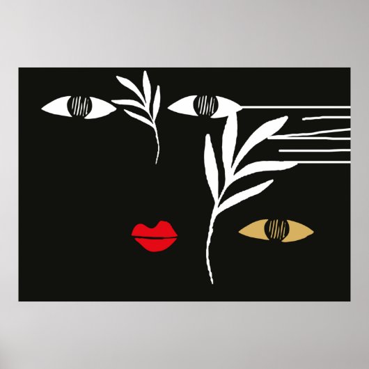 Poster Conception abstraite avec un visage féminin minima (Devant)