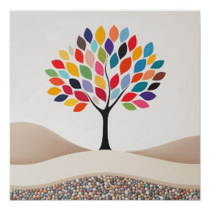 Poster Conception Abstraite de l'arbre coloré