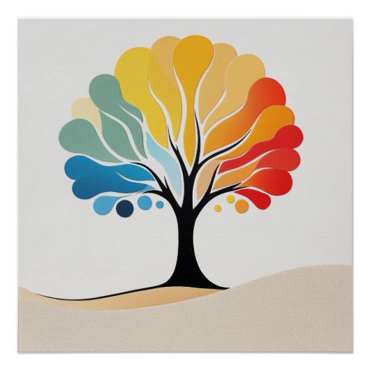 Poster Conception Abstraite de l'arbre coloré (Devant)