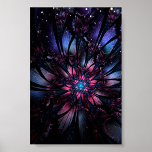 Poster Conception Abstraite des fleurs fractales.