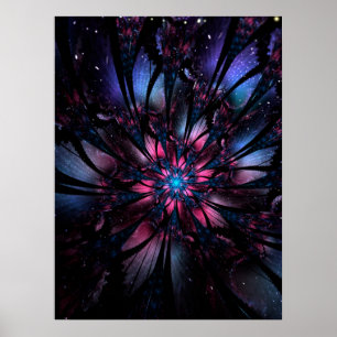 Poster Conception Abstraite des fleurs fractales.