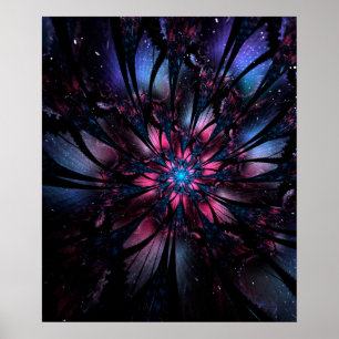Poster Conception Abstraite des fleurs fractales.