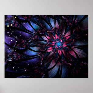 Poster Conception Abstraite des fleurs fractales.