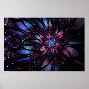Poster Conception Abstraite des fleurs fractales.