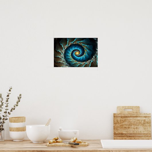 Poster conception abstraite en spirale bleue (Cuisine)