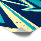 Poster Conception abstraite en zigzag bleu et jaune (Coin)