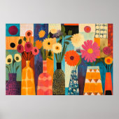 Poster Conception abstraite fleurs colorées (Devant)