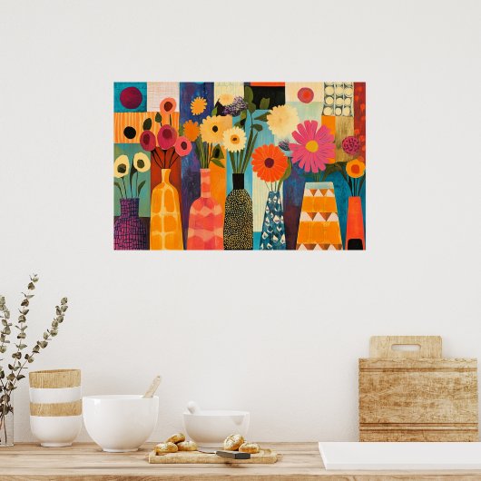 Poster Conception abstraite fleurs colorées (Cuisine)