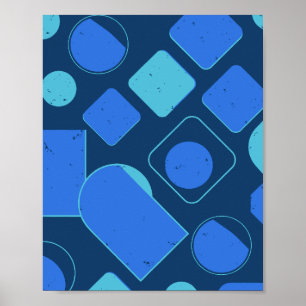 Poster Conception abstraite géométrique bleue