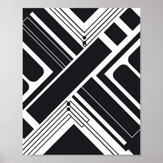 Poster Conception abstraite géométrique en noir et blanc (Devant)