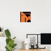 Poster Conception abstraite géométrique en noir orange de (Bureau à domicile)