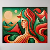 Poster Conception abstraite moderne Cubisme Surréalisme 4 (Devant)