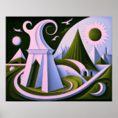 Poster Conception abstraite moderne Cubisme Surréalisme 4 (Devant)
