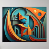 Poster Conception abstraite moderne Cubisme Surréalisme 4 (Devant)