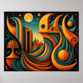 Poster Conception abstraite moderne Cubisme Surréalisme 4 (Devant)