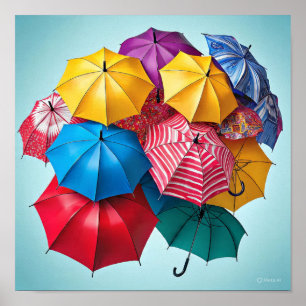 Poster Conception Abstraite moderne des parapluies