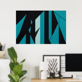 Poster Conception Abstraite Turquoise Noir (Bureau à domicile)