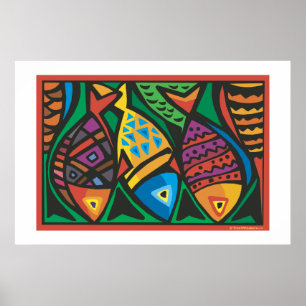 Poster Conception artistique abstraite de poissons