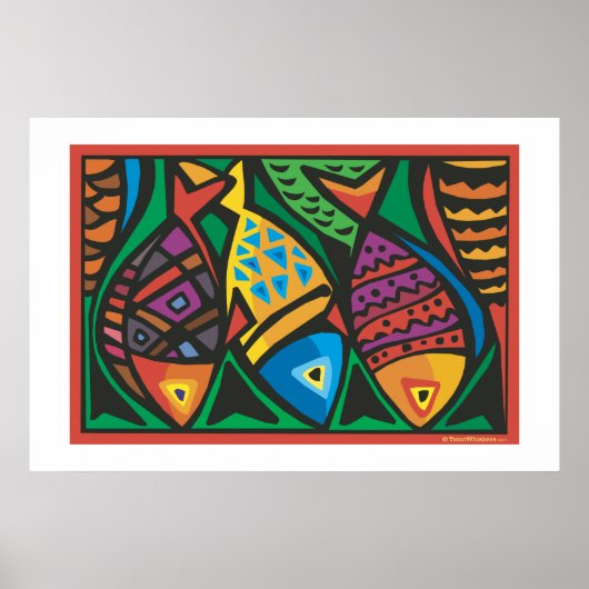 Poster Conception artistique abstraite de poissons (Devant)