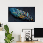 Poster Conception Artistique Bold Boho Sarcelle Bleu Or P (Bureau à domicile)