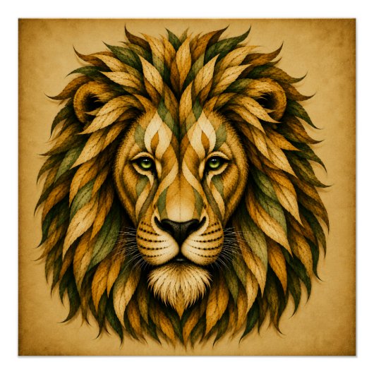 Poster Conception artistique de lion abstrait (Devant)