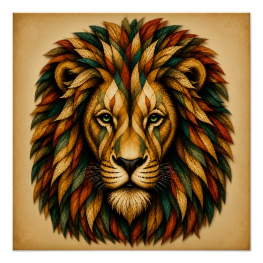 Poster Conception artistique de lion abstrait (Devant)