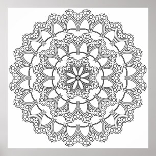 Poster Conception artistique de mandala en anneau à pétal