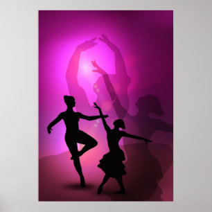 Poster Conception artistique rose de danseurs classiques